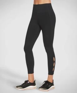 Skechers | Bold Black GOWALK Diamond-Slit 7/8 Leggings - Women